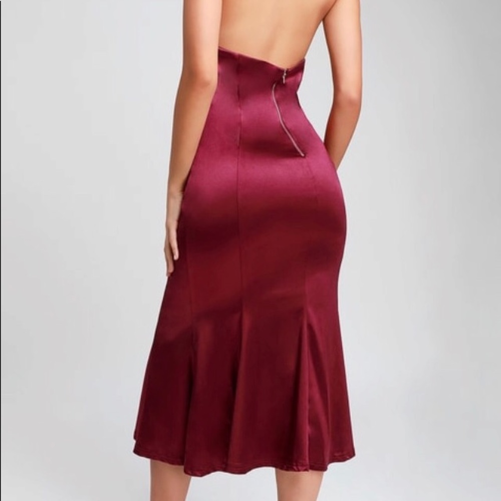 Burgundy Midi Halter Dress